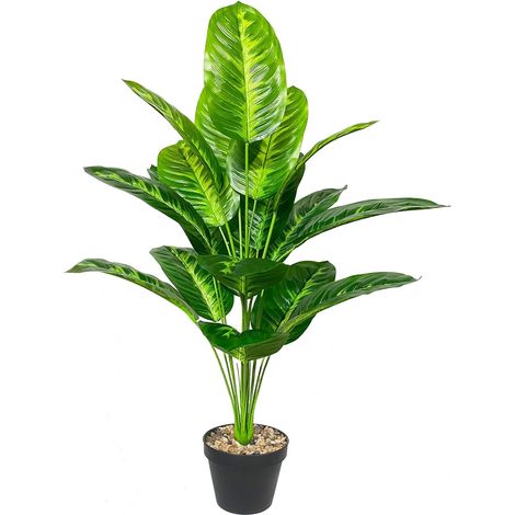 Grande Plante Artificielle en Pot Fausses Plantes Plastique Réaliste Moderne pour la Maison, Salle de Bain, Cuisine Décoration Salon Appartement Balcon Bureau (80cm Banane Tropical) (1/5)