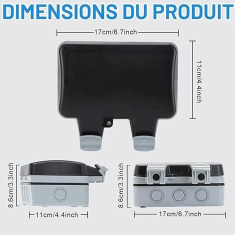 Prise extérieure avec port USB prises pour l'intérieur et l'extérieur avec couvercle rabattable (1/4)