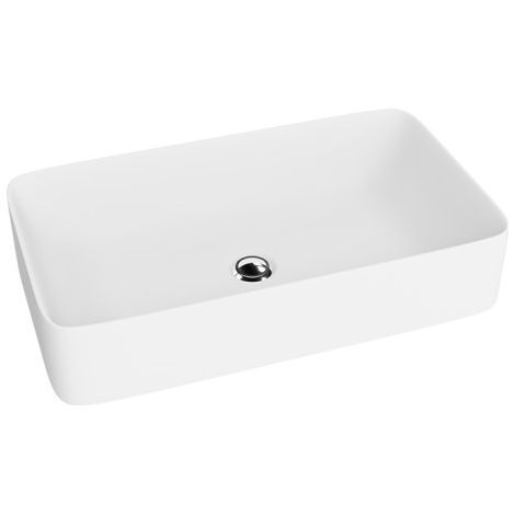 LAVITA Aufsatzwaschtisch Pasana White Matt Aufsatzwaschbecken Rechteckig Waschbecken ohne Überlauf und Hahnloch Aus hochwertigem Porzellan Waschtisch 60,5x34x11 cm Weiß Matt (1/4)