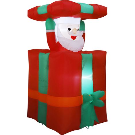 Décoration Noël Père Noël Gonflable Électrique Lumineux avec 4 LED 5Ft Auto et Down – Décoration Extérieur Nouveauté Piquet Sol Cour Porte Entrée Porche Jardin