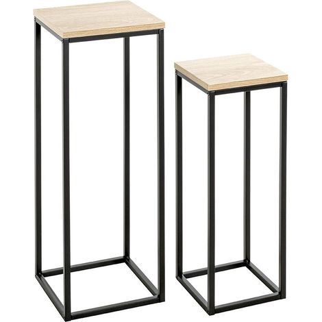 Lot de 2 Sellettes "Waldo" 67cm Naturel & Noir