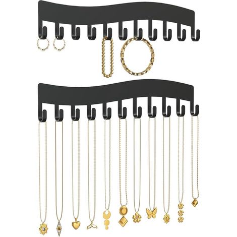 Porte-clés mural noir - Porte-clés multifonctionnel à 8 crochets - Fixation murale pour porte-clés, idéal pour l'entrée, la cuisine, le garage et le bureau - Organisateur mural élégant pour clés (1/5)