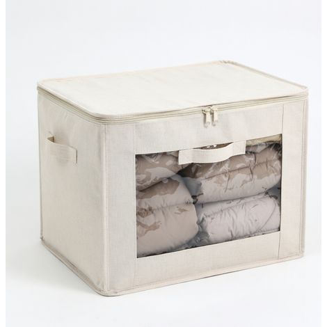 Sac de rangement en coton-lin avec fenetre transparente – housse (1/5)