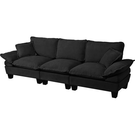 Sofá modular tipo barco en chenilla negra de 3 plazas HOMVRA (1/5)