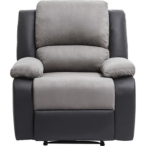 RELAXXO - Fauteuil Relaxation 1 place Microfibre et Simili LEO - Gris et Noir (1/5)