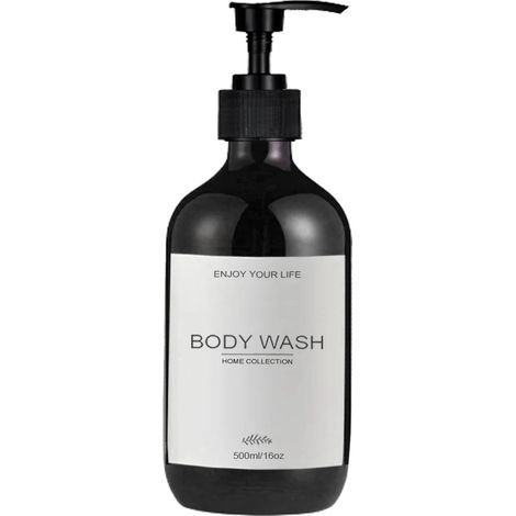(B-gel douche) Flacon de savon à vaisselle décoratif pour évier de cuisine avec étiquettes imperméables, distributeur de vaisselle à poser, flacon pompe vide et rechargeable (1/5)