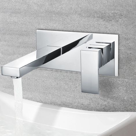 Brayton Modern Wall Mounted Concealed Square Basin Mixer Tap (1/3)