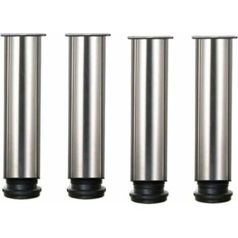Lot de 4 pieds de meuble en acier inoxydable réglables en hauteur de 25 cm, idéal pour canapé, table, armoires. (1/4)