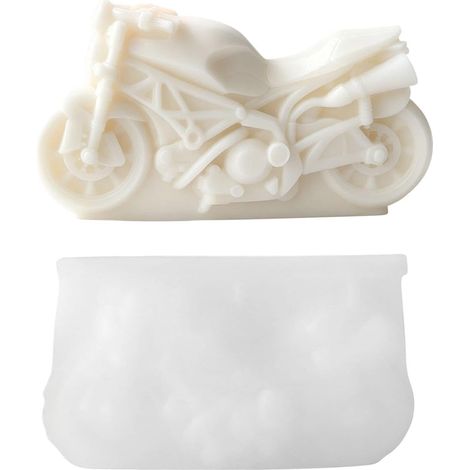 Moules à bougies en silicone , motif moto 3D , revêtement antiadhésif , réalistes , réutilisables , (1/5)