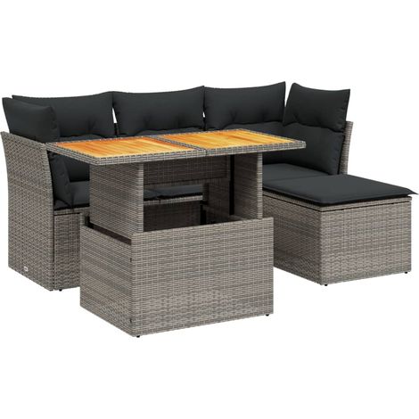 Maison Exclusive - 6-tlg. Garten-Sofagarnitur mit Kissen Grau Pol