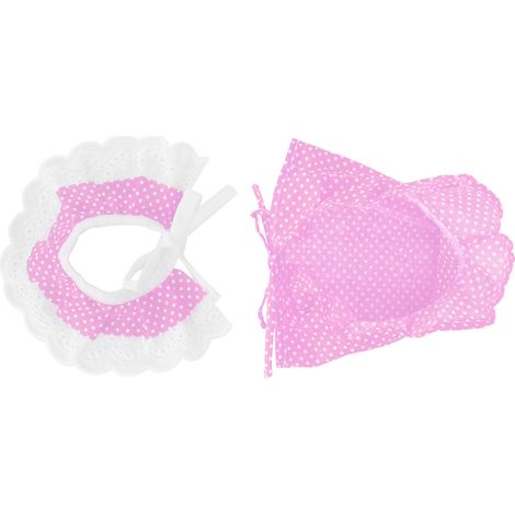 Bavoir en dentelle adorable pour animal de compagnie, bonnet à pois respirant, petit cochon, accessoires de décoration pour animaux de compagnie, pois roses (1/5)