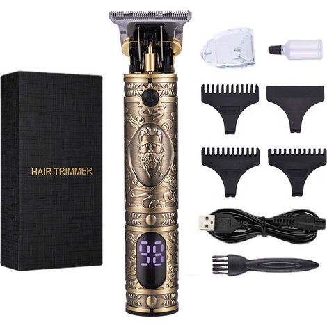 Tondeuse Barbe Homme,Professionnelle Cheveux,Rasoir Electriques Rechargeable Brostyle,Afficheur LED,T-blade Finition pour Coupe et Contours Barbe,Famille&Homme&Salon Cadeau Bronze - (1/5)