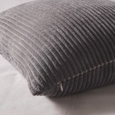 Housse de Coussin 45x45 Gris Beige Motif à Rayures Velours Côtelé Super Doux Housse Palette Canapé Salon Chaise Lit Fauteuil Lot de 4 Vintage Art Déco