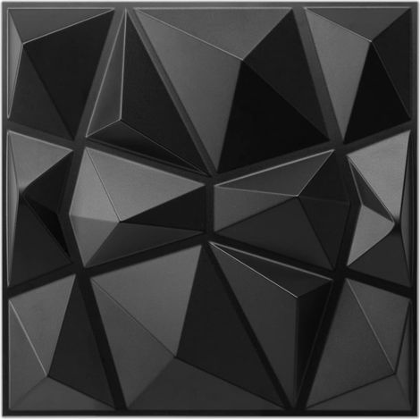 Lot de 33 Panneaux Muraux Décoratifs 3D en Forme de Diamant Noir Mat, 30 x 30 cm,Pour décoration murale résidentielle (1/5)