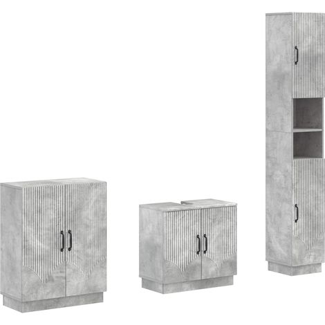 Juego de armarios de baño de 3 piezas HOORN Gris Hormigón vidaXL (1/5)