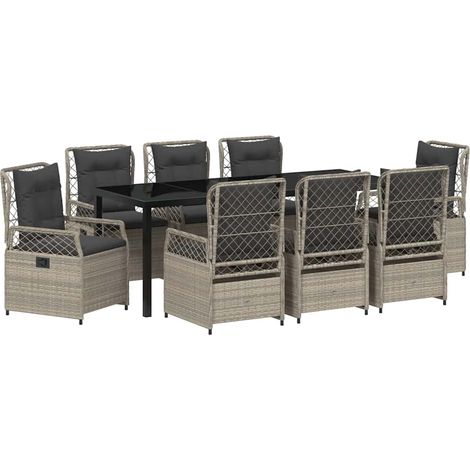 Maison Exclusive - Set da Pranzo per Giardino 9 pcs Grigio chiaro polyrattan