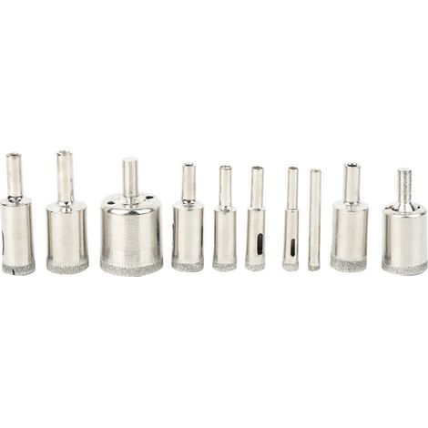 Lot de 10 forets diamantés de 6 à 30 mm pour le perçage du marbre et des carreaux de verre. (1/5)