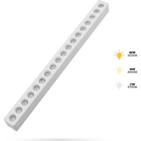 Faretto lineare bianco Grille 18W S18 per binari SLIM TRACK e FiberFLEX 48VDC 3CCT 3000K, 4000K, 5700K (1/5)