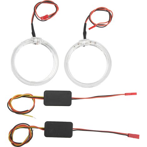 Faro anteriore a LED per auto, 2 pezzi, con anelli luminosi Angel Eyes Halo, luce diurna 9-36V, colore blu ghiaccio.