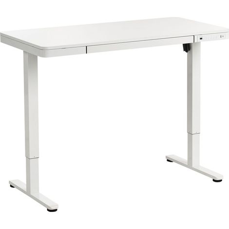 Scrivania elettrica con funzioni regolabili in altezza per lavorare in piedi o seduti Stile scandinavo 120 x 60 cm Porta USB Gambe e piano bianchi Penly