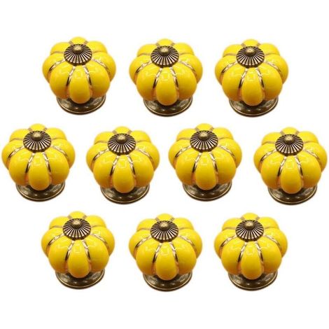 8 Pièces Jaune Créatif Citrouille Dessin Animé Pastorale Poignée Armoire De Cuisine À Tiroirs Convient Aux Armoires De Maison (1/5)