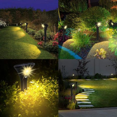 Lampe Solaire Extérieur Jardin Lumière Solaire Exterieur Étanche IP65 Eclairage Spot Solaire Exterieur LED Sécurité Sans Fil Fonctionne Jusqu'à 120 Heures avec Détecteur de Mouvement (4P-Jaune) (1/4)