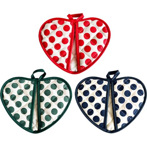 Set mit 3 Mini-Ofenhandschuhen in Herzform, hitzebeständig, rutschfest und mit Polka-Dot-Muster – zum Backen, Konditoren und Dekorieren (1/5)