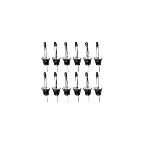 12 versatori in acciaio inox con tappi in gomma, versatori a beccuccio per bottiglie di vino, liquori, bevande, cocktail, olio, aceto - Crezuo