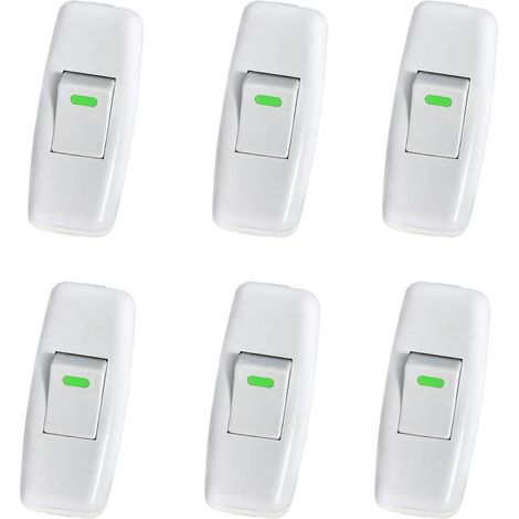 6 Pack Interrupteur Lampe, Interrupteur Torpedo, Ligne Cordon Interrupteur, Interrupteur Lampe de Chevet, Interrupteur à Bascule en Ligne pour Lampe de Table de Chevet Remplacement du Bouton (1/5)