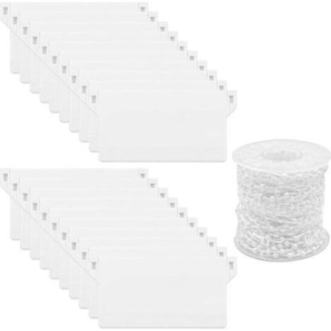 Lot de 20 stores verticaux et 10 mètres de chaîne blanche 89 mm pour rideaux de porte et fenêtre (1/5)