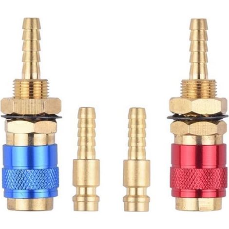 2 PièCes 6Mm Refroidi à L' Refroidi à L'Air Gaz Adaptateur D' Connecteur Raccord pour Prise de de Soudage TIG, Bleu + Rouge (1/5)