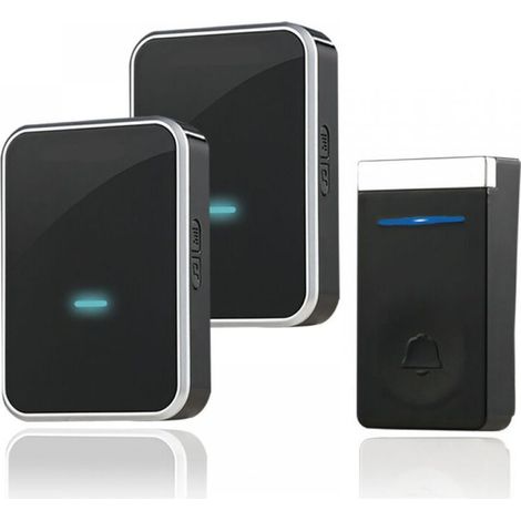 Sonnette sans fil étanche IP44 – Portée 150m – 52 mélodies – Volume réglable 0-90 dB – Installation facile avec vis et adhésif (1/5)