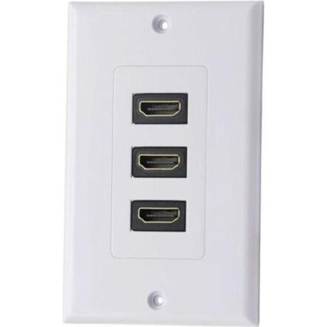 3 Port HDMI 2.0 Plaque murale Composant HDMI Composant Composite Audio Prise de montage murale, Support 4K 60Hz 1080P Parfait pour projecteur et cinéma maison blanc (3 HDMI) (1/4)