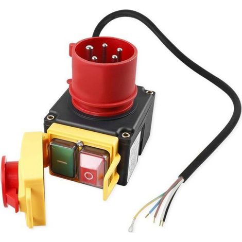 1 Interrupteur de Protection Moteur, Triphasé 400 V, Prise CEE, Étanche IP54, Boutons Rouge et Vert, Atelier Industriel (1/5)