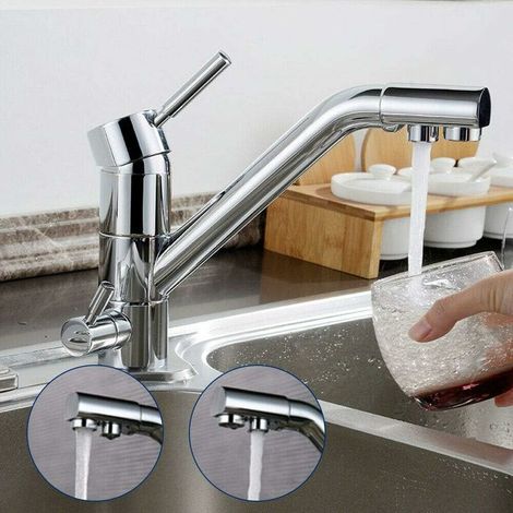 Rubinetto da cucina a 3 vie con sistema di osmosi inversaRubinetto miscelatore in ottoneAcqua filtrata, fredda e caldaInstallazione di laghetti, compatibile con sistemi di filtraggio.