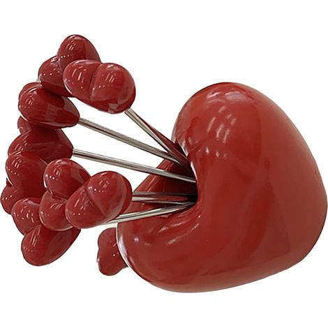 Ensemble de 5 fourchettes à fruits en acier inoxydable, forme mignonne et polyvalente, avec support en forme de cœur. (1/5)