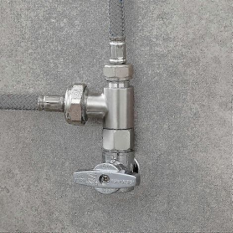 Adaptateur en T à 3 voies en acier inoxydable, 3/8" et 1/2" pour conduite d'eau, finition nickel brossé (1/4)