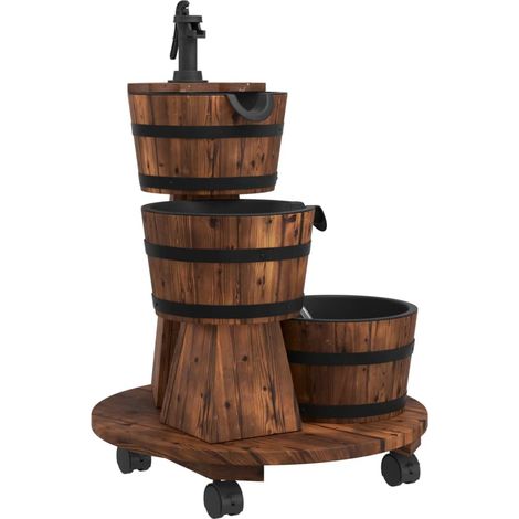 Fontaine à eau sur roues pompe 55x55x80 bois de sapin massif (1/5)