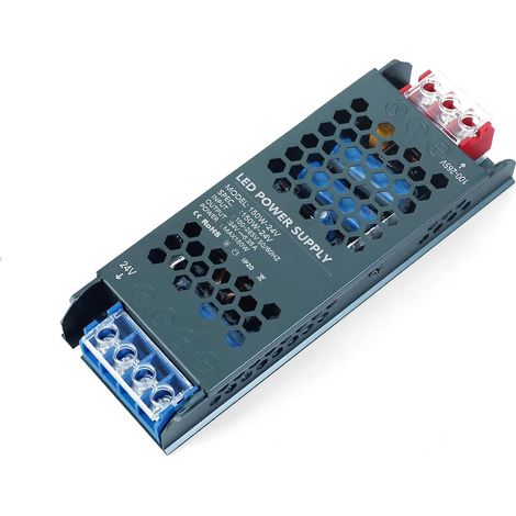 Transformateur 220V 24V 150W 6,25A LED Transfo, Extra Fin Driver Adaptateur Alimentation 220V AC à 24V DC Adapter Constante Alimentation Basse Tension pour LED Bande Lumineuse (1/5)