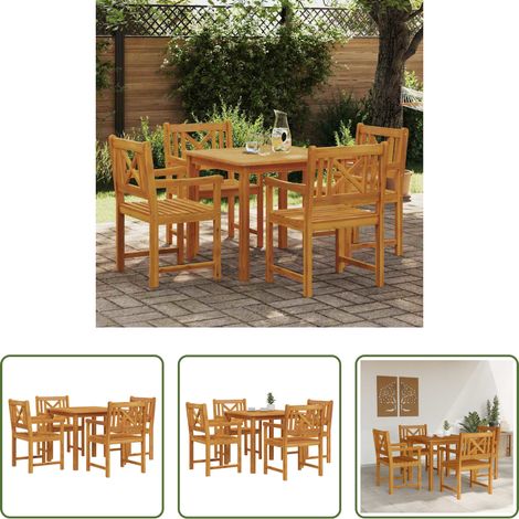 Garten Tisch - Garten Essgruppe 5 pcs Braun Massivholz Akazie (1/5)