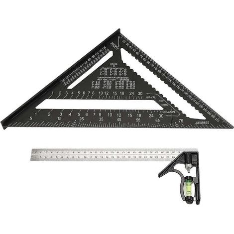 Équerre de charpentier de 30 cm (12 pouces) et équerre combinée, équerre de menuisier, équerre de charpentier, règle, rapporteur, traçage (1/5)
