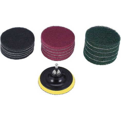Kit de nettoyage de carrelage avec brosse électrique pour perceuse de 10 cm (4 pouces), comprenant 16 pièces et un porte-disque de 10 cm (4 pouces). (1/4)