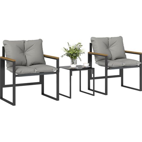 Mobilier Pratique pour Balcon Salon de Jardin Bistrot en Métal Table et Chaises Coussins Épais Multicolore (1/5)