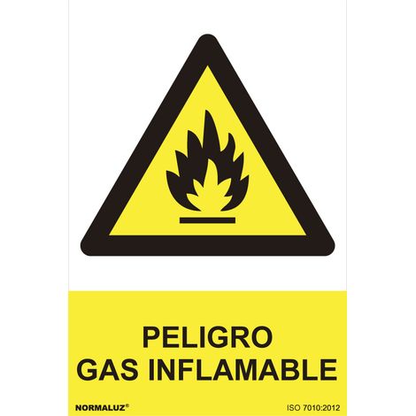 Panneau Danger Gaz Inflammable Espagnol Signalisation Bilingue Sécurité Gaz - Normaluz