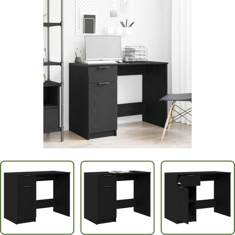 vidaXL Bureau avec tiroir - Bureau avec porte Chêne noir 100 x 50 x 75 cm Bois d'ingénierie (1/5)