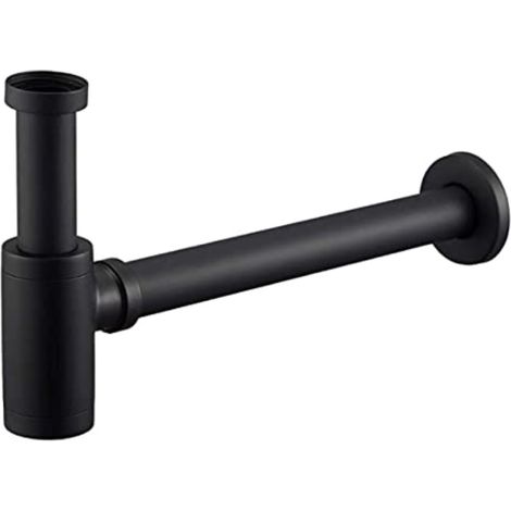 Siphon de Lavabo Noir Universel Tube Siphon de Lavabo Siphon en Acier Inoxydable 1 1/4 x 32mm Salle de Bain Siphon Évier Métal Siphon à Tube Siphon à Tube Syphon Lavabo Reglable Anti Odeur (1/5)