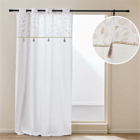 RIDEAU A OEILLETS 140 x 240 CM COTON/POLYESTER+TOP MET+POMPON DUCHESSE (1/3)