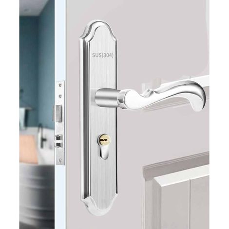 Serrure de porte à clé silencieuse à double verrouillage avec poignée de porte irrégulière en acier inoxydable pour chambre, hôtel ou balcon (1/5)