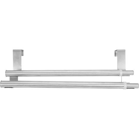 Support mural en acier inoxydable, porte-serviettes extensible double barre pour salle de bain, étagère de rangement pour chambre (40 cm, double) (1/3)