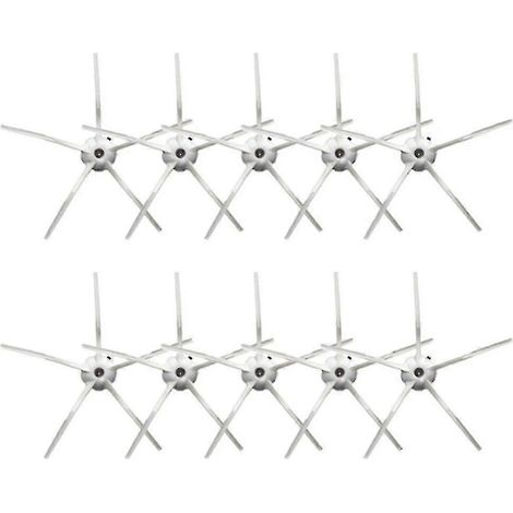Lot de 10 brosses latérales blanches à 5 bras pour robot aspirateur Xiaomi Roborock S50, S51, S55, S5 Max, S6, E35 et E2. (1/2)